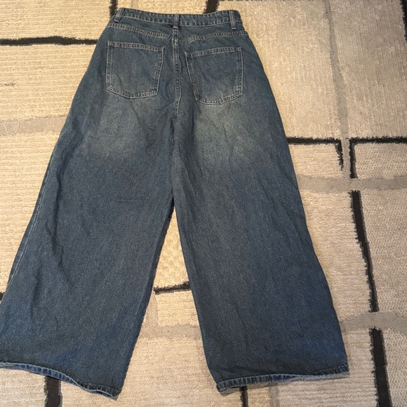 Daisy Wide-Leg Flare Jeans in Dark Blue Denim - Picture 2 of 3